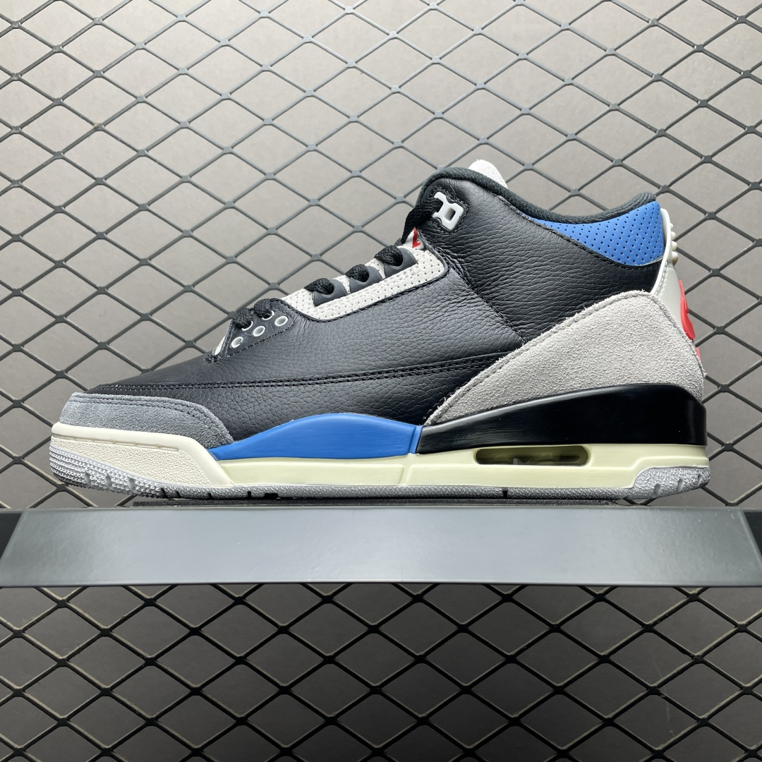 Air Jordan 3 « Rare Air » — Noir / Bleu Royal / Gris