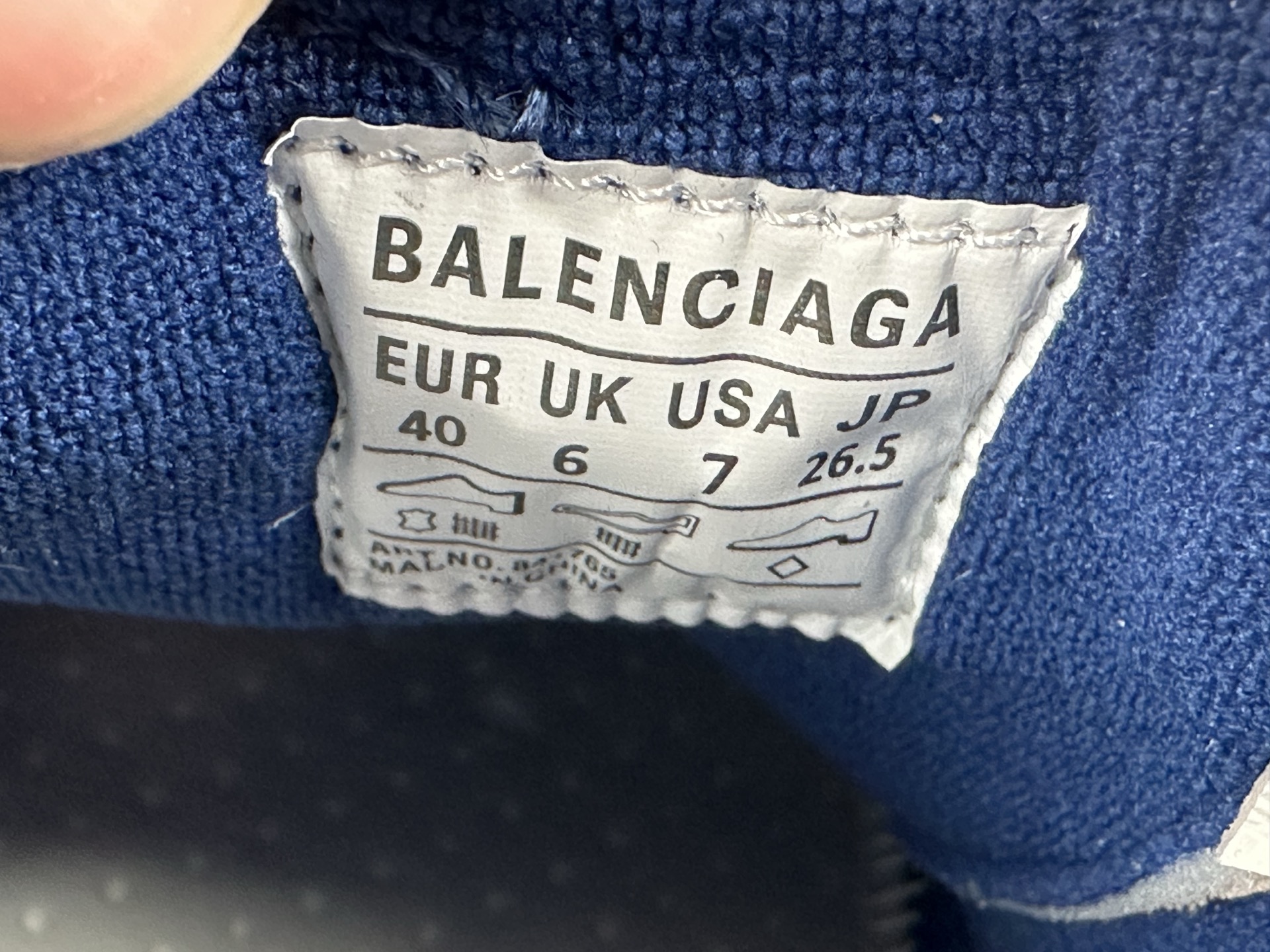 étiquette intérieure EU 40